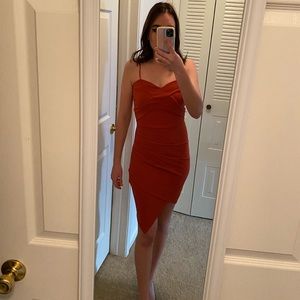 Charlotte Russe Burnt Orange Asymmetric Dress